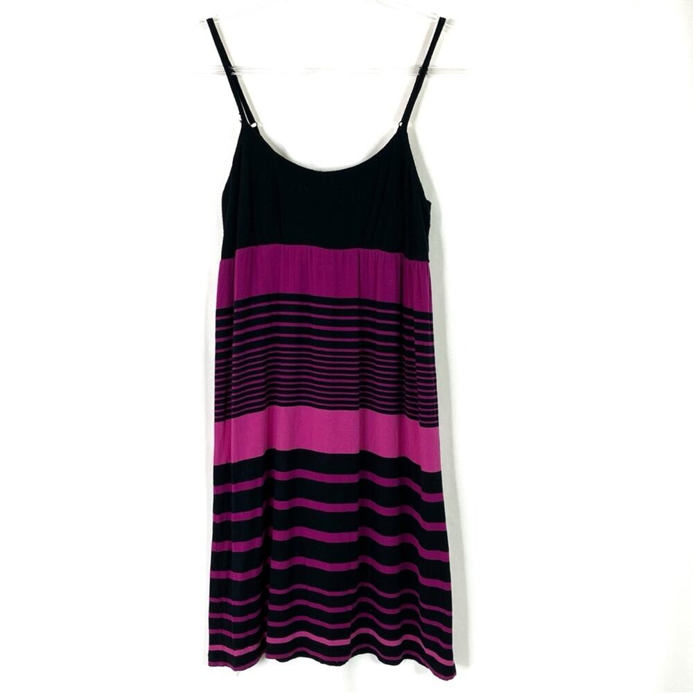 INC International Concepts | Y2K Black Pink Stripe Casual Summer Dress Womens M